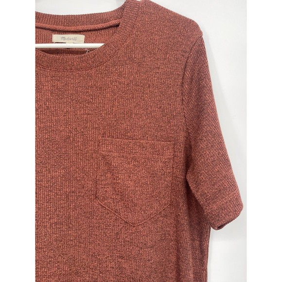 MADEWELL WOMEN'S HEATHER RUSTY SHORT SLEEVE RIBBED POCKET TEE MIDI DRESS Sz L - Picture 2 of 8